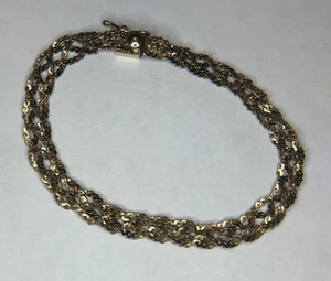 Vtg  WINARD 12K GF Gold Filled Double Links Chain Braided Bracelet  1/20 12k GF - Picture 1 of 13