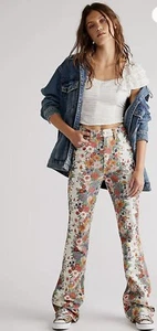 Free People x Wrangler Westward High-Rise Flare Jeans in Flora Sz W26 L34 - Picture 1 of 18