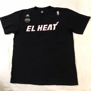 El Heat Shirt Mens Large Black White Red Graphic NBA Adidas Short Sleeve - Picture 1 of 13