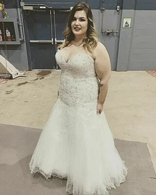 Nuevo Sexy Vestido de Boda, Marfil Talla Grande 22, Reg $2999, Corsé Sirena BLING Foto 1 de 4