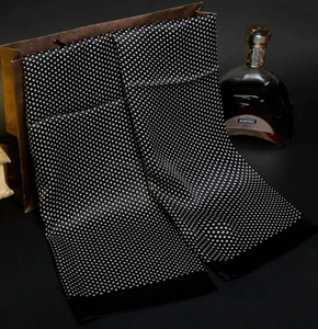 100% Silk satin Scarf men neckerchief Wrap Polka Dot black gray white soft MY1 - Picture 1 of 1