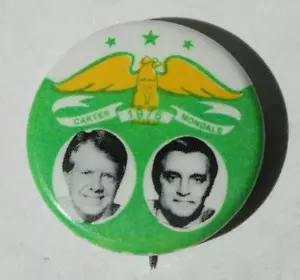 Pin Jimmy Carter Walter Mondale 1976 Pequeño Águila Celuloide Político Pinback Pin - Imagen 1 de 1