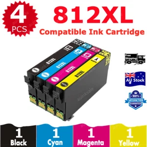 4x 812XL 812 XL Compatible Ink Cartridges For EPSON WF3820 WF3825 WF4830 WF4835 - Picture 1 of 6