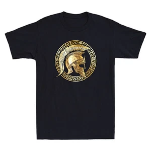 Spartan Helmet Gold Gladiator Sparta Greek Gym Workout Vintage Men's T-Shirt Tee - Picture 1 of 8