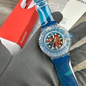 NEW✅ LIMITED EDITION✅ Swatch Scuba Diving Skelton Silicone Unisex Watch 44mm