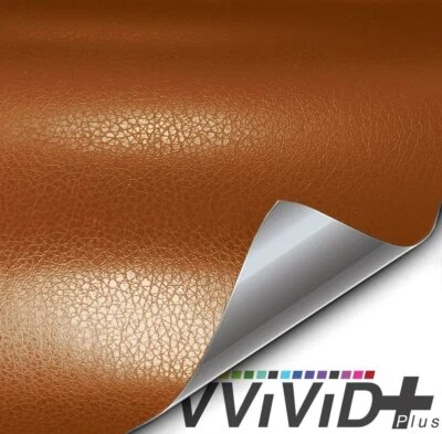 VVivid 2020 Vvivid+ Classic Brown Fine Grain Leather Vinyl Wrap Film | V179 - Image 1 of 2