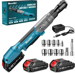 21V Cordless Electric Ratchet Wrench Set, 66Ft-lbs 200RPM Power Ratchet Wrench 3 - Picture 1 of 10