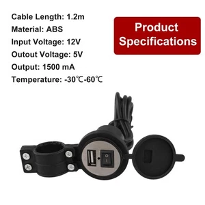 Chargeur USB 12V polyvalent pour moto parfait pour t??l??phones tablettes et plu - Photo 1/20