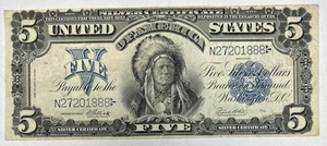 1899 $5 Five Dollar Silver Certificate INDIAN CHIEF Large Size Note VF/XF - Picture 1 of 2