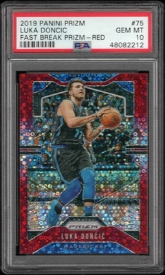 2019 Panini Prizm LUKA DONCIC #75 Lakers FAST BREAK RED /125 PSA 10 - (2ND YEAR) - Image 1 of 2