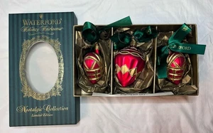 WATERFORD Holiday Heirlooms Glass Ornaments Yuletide Memories ~ Set Of 3 - Picture 1 of 14