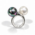 Anello contrarié con perle bicolore 12 mm