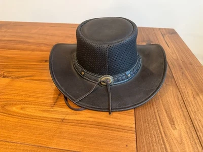 Sombrero de vaquero de cuero genuino negro para mujer - talla W - PEQUEÑO Foto 1 de 4