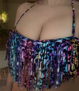 Body Glove Adjustable Pink Purple Blue Bikini Fringe Top Woman’s S/M - Picture 1 of 7