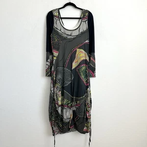 Lan Vie Kleid 10 Midi Boho Art To Wear Artsy Lagenlook Lagenlook gefüttert schwarz - Bild 1 von 16
