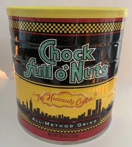 Vintage Chock Full o' Nuts Coffee Can Tin - Old NYC Twin Towers Skyline. 39 OZ - Picture 1 of 12