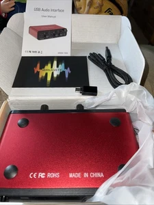 Wrugste Red Black Phantom Power Portable USB Audio Interface For Recording AR0O4 - Picture 1 of 5