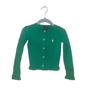 Ralph Lauren Mädchen grün Mini Zopfmuster Baumwolle Strickjacke Größe 3T - Bild 1 von 5