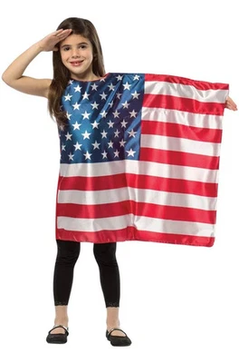 Disfraz de vestido con bandera americana para niña - mediano Foto 1 de 2