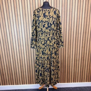 White Stuff Long Dress Prairie Brown Green Floral UK 16 Long Sleeve Jersey Flare - Picture 1 of 12