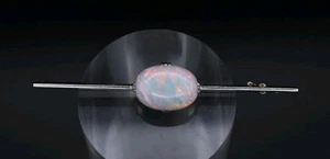 Beautiful Antique Gold Bar Brooch Single Cabochon Opal Fire Very Firey Vintage - Picture 1 of 6
