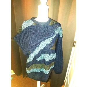 ¡OFERTA! ¡SUÉTER FEO NAVIDAD! Pullover geométrico Street Scenes años 80 para hombre MED - Imagen 1 de 11