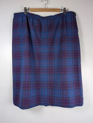 Falda lápiz Pendleton vintage para mujer talla 22 a cuadros 100 % lana virgen agujero EE. UU. Foto 1 de 4