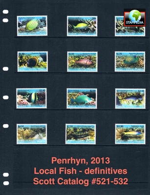$65.35 Scott Value - 2013 PENRHYN Fish definitives Pacific Ocean MNH NH UMM - Image 1 of 4