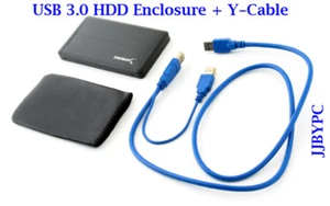 USB 3.0 to SATA 2.5" HDD Enclosure 5Gbps with Y cable - Picture 1 of 3