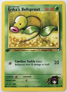 POKEMON 1ST. EDIZIONE ERIKA'S BELLSPROUT 76/132 PALESTRA EROI COMUNI QUASI NUOVI - Foto 1 di 2