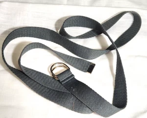 GRAY WOVEN COTTEN FABRIC BELT WITH SLIP D BUCKLE - 60", new in hang bag - Picture 1 of 5