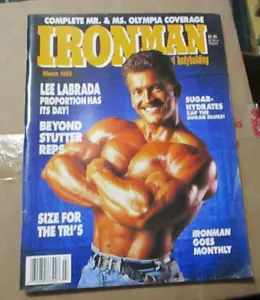 Ironman Magazine March 1988 Lee Labrada - Ironman Goes Monthly & Size for Tri's - Picture 1 of 12