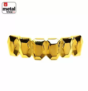 Men's Hip Hop Fashion Square Cut 14k Gold Plated Bottom Grillz Teeth S051 G - Picture 1 of 3