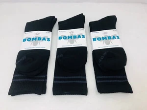 3 Pair New Bombas Adult XL Black Crew Calf Socks w/ Honeycomb Arch Support - Picture 1 of 7