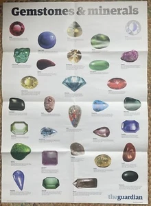 The Guardian wallchart wall chart poster A1 Gemstones & Minerals  - Picture 1 of 1