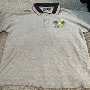 Diport USA Mens Large South Padre Island Texas Vintage Polo - Gray & Black - Picture 1 of 5
