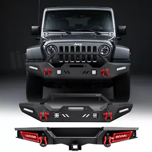 Aaiwa Red Front Rear Bumper Hitch Receiver LED light for 07-18 Jeep Wrangler JK - Picture 1 of 16