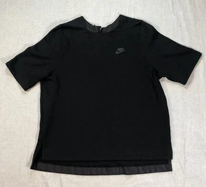 Nike Shirt Women’s Size Large Black Tech Fleece Sportswear Top Tennis Zip Back - Picture 1 of 10
