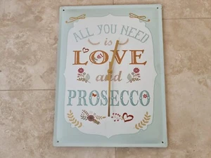 Love & Prosecco Wall Clock Quartz Bar Bistro Cafe Shop Decorative Metal Sign - Picture 1 of 4