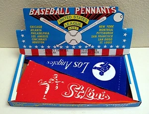 Banderín de béisbol 36 en caja de exhibición azul original sin usar stock antiguo de tienda - Imagen 1 de 5