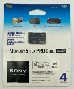 Sony Memory Stick 4GB PRO Duo Mark 2 - Cámara Videocámara PSP - MS-MT4G NUEVO - Imagen 1 de 2