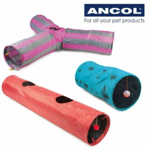 Ancol Cat Tunnels Y Shape Red Polka Dot Plastic Kitten Fold Away Fun Playground - Picture 1 of 8