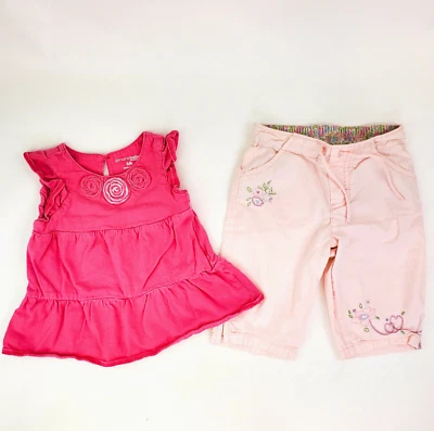 Genuine Baby by Oshkosh Infant Girls 2pc Outfit Pink Pants & shirt Size 6 Months - Image 1 of 4