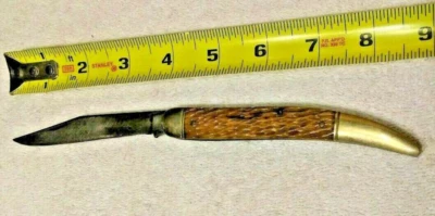 Винтажный карманный нож KEEN KUTTER U.S.A. 802 с рифленой костью в масштабе Texas зубочистка - Изображение 1 из 4