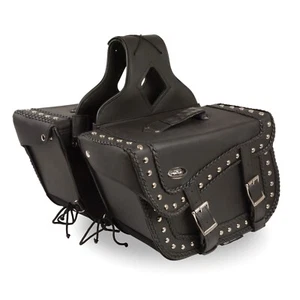 16" W x 10" H MOTORCYCLE PVC STUDDED BRAIDED SADDLEBAGS FOR YAMAHA - YSA1 - Foto 1 di 3