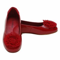 LAmour Brown Suede Patent Gold Stud Ballet Shoe Toddler Girls 7-10