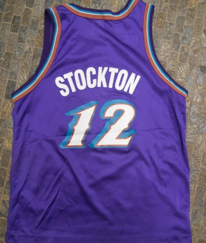 Vintage John Stockton #12, NBA Utah Jazz away-game jersey, kids L 14-16 Cover