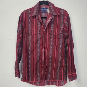 Wrangler Hemd Herren Medium rot Azteken Tribal X Long Tail Vintage Western Cowboy  - Bild 1 von 7