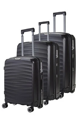 Rock Luggage Hartschale Klassisch Schwarz Koffer Set 8 Rad Wagen Kabine Beutel - Bild 1 von 4