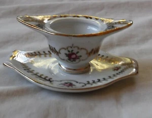 Regal Porcelain Chamber Candle Holder Gold and Pink - Picture 1 of 5